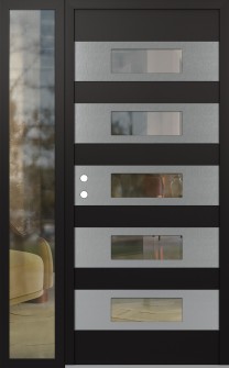 Diamond D5 52" x 80" black/black clear Glass Panel stainless steel RHI with Sidelite clear Glass