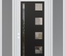 Modern Steel Front Door Diamond C3 64" x 96" white/white clear Glass Panel black RHI with 2 Sidelites and Transom frosted Glass