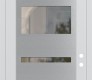 Modern Steel Front Door Diamond C10 36" x 96" white/white clear Glass Panel stainless steel LHI with Transom frosted Glass