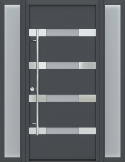 MODERN FRONT STEEL DOOR AURA ANTRACIT/WHITE 61 1/16" X 81 11/16" RHI + SIDELITE LEFT/RIGHT