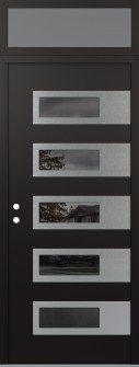 Diamond D3 36" x 96" black/black Mirrored Glass Panel stainless steel RHI with Transom frosted Glass