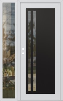 Diamond C6 50" x 80" white/white clear Glass Panel black RHI with Sidelite clear Glass