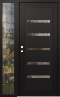 Diamond C7 52" x 80" black/black clear Glass Panel black RHI with Sidelite clear Glass