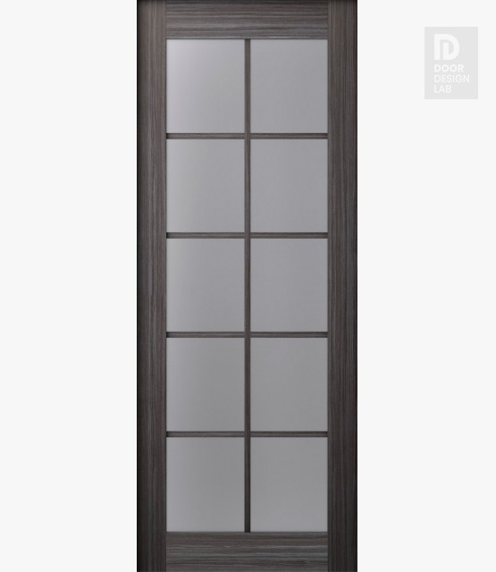 DOOR SLAB PALLADIO 10 LITE VETRO GRAY OAK 30" X 92 1/2" X 1 9/16" TEMPERED FROSTED GLASS