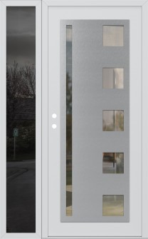 Diamond C3 52" x 80" white/white clear Glass Panel stainless steel RHI with Sidelite mirrored Glass