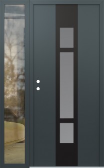 DIAMOND A9 52" X 80" ANTHRACITE/ANTHRACITE FROSTED GLASS PANEL BLACK RHI WITH SIDELITE CLEAR GLASS