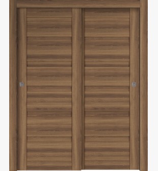 Louver Pecan Nutwood Bypass doors
