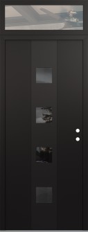 DIAMOND A12 36" X 96" BLACK/BLACK MIRRORED GLASS PANEL BLACK LHI WITH TRANSOM CLEAR GLASS