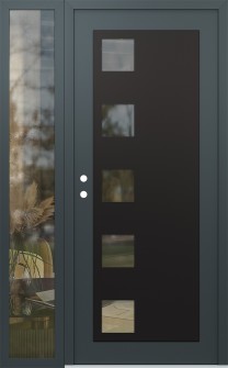 Diamond C5 48" x 80" anthracite/anthracite clear Glass Panel black RHI with Sidelite clear Glass