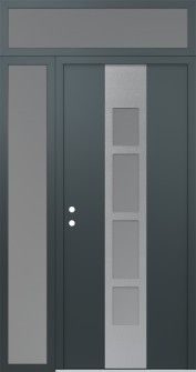 DIAMOND A10 48" X 96" ANTHRACITE/ANTHRACITE FROSTED GLASS PANEL STAINLESS STEEL RHI WITH SIDELITE AND TRANSOM FROSTED GLASS