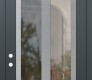 Modern Steel Front Door Diamond C14 36" x 96" anthracite/anthracite clear Glass Panel stainless steel RHI with Transom frosted Glass