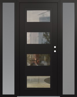 Diamond C2 68" x 80" black/black clear Glass Panel black LHI with 2 Sidelites frosted Glass