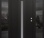 Modern Steel Front Door DIAMOND A2 60" X 80" BLACK/WHITE FROSTED GLASS PANEL BLACK LHI WITH 2 SIDELITES MIRRORED GLASS
