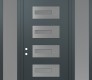 Modern Steel Front Door Diamond D6 68" x 96" anthracite/anthracite frosted Glass Panel stainless steel RHI with 2 Sidelites and Transom frosted Glass