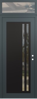 Diamond C6 36" x 96" anthracite/anthracite clear Glass Panel black LHI with Transom clear Glass