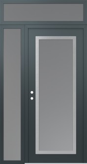 Diamond C1 52" x 96" anthracite/anthracite frosted Glass Panel stainless steel RHI with Sidelite and Transom frosted Glass