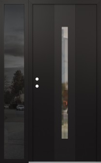 DIAMOND A2 52" X 80" BLACK/BLACK CLEAR GLASS PANEL BLACK RHI WITH SIDELITE MIRRORED GLASS