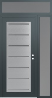 Diamond C11 48" x 96" anthracite/anthracite frosted Glass Panel stainless steel LHI with Sidelite and Transom frosted Glass