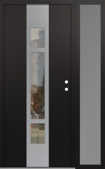 DIAMOND A9 48" X 80" BLACK/BLACK CLEAR GLASS PANEL STAINLESS STEEL LHI WITH SIDELITE FROSTED GLASS