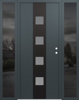 DIAMOND A12 68" X 80" ANTHRACITE/ANTHRACITE FROSTED GLASS PANEL BLACK LHI WITH 2 SIDELITES MIRRORED GLASS