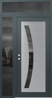 Diamond C4 52" x 96" anthracite/anthracite mirrored Glass Panel stainless steel RHI with Sidelite and Transom mirrored Glass