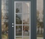 Modern Steel Front Door Diamond C16 64" x 96" anthracite/anthracite clear Glass Panel stainless steel RHI with 2 Sidelites and Transom clear Glass
