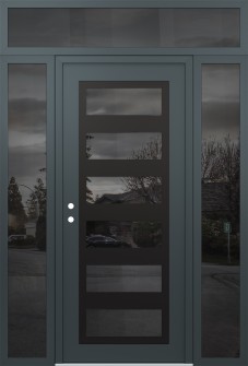Diamond C9 64" x 96" anthracite/anthracite mirrored Glass Panel black RHI with 2 Sidelites and Transom mirrored Glass
