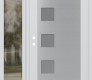 Modern Steel Front Door Diamond C5 48" x 80" white/white frosted Glass Panel stainless steel RHI with Sidelite clear Glass