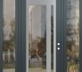 Modern Steel Front Door Diamond C15 64" x 96" anthracite/anthracite clear Glass Panel stainless steel LHI with 2 Sidelites and Transom clear Glass