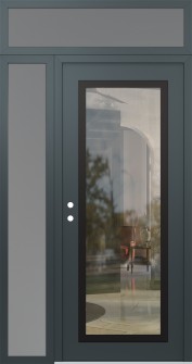 Diamond C1 52" x 96" anthracite/anthracite clear Glass Panel black RHI with Sidelite and Transom frosted Glass