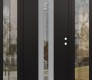 Modern Steel Front Door DIAMOND A4 60" X 80" BLACK/BLACK CLEAR GLASS PANEL STAINLESS STEEL LHI WITH 2 SIDELITES CLEAR GLASS