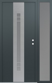 DIAMOND A4 52" X 80" ANTHRACITE/ANTHRACITE FROSTED GLASS PANEL STAINLESS STEEL LHI WITH SIDELITE FROSTED GLASS