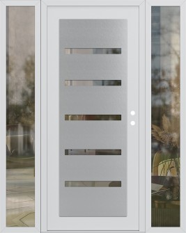 Diamond C7 64" x 80" white/white clear Glass Panel stainless steel LHI with 2 Sidelites clear Glass
