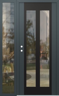 Diamond C14 48" x 80" anthracite/anthracite clear Glass Panel black RHI with Sidelite clear Glass