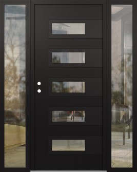 Diamond D3 64" x 80" black/black clear Glass Panel black RHI with 2 Sidelites clear Glass