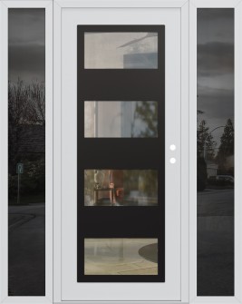 Diamond C2 60" x 80" white/white clear Glass Panel black LHI with 2 Sidelites mirrored Glass