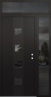 DIAMOND A12 52" X 96" BLACK/BLACK MIRRORED GLASS PANEL BLACK LHI WITH SIDELITE AND TRANSOM MIRRORED GLASS