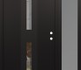 Modern Steel Front Door DIAMOND A6 50" X 80" BLACK/BLACK CLEAR GLASS PANEL BLACK LHI WITH SIDELITE FROSTED GLASS