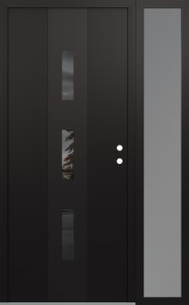 DIAMOND A7 50" X 80" BLACK/BLACK MIRRORED GLASS PANEL BLACK LHI WITH SIDELITE FROSTED GLASS