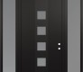 Modern Steel Front Door DIAMOND A13 68" X 96" BLACK/WHITE FROSTED GLASS PANEL BLACK LHI WITH 2 SIDELITES AND TRANSOM FROSTED GLASS