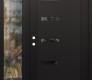 Modern Steel Front Door Diamond C8 50" x 80" black/black mirrored Glass Panel black RHI with Sidelite clear Glass