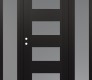 Modern Steel Front Door Diamond C2 64" x 80" black/white frosted Glass Panel black RHI with 2 Sidelites frosted Glass
