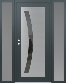 Diamond C4 64" x 80" anthracite/anthracite mirrored Glass Panel stainless steel RHI with 2 Sidelites frosted Glass