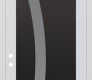 Modern Steel Front Door Diamond C4 36" x 96" white/white frosted Glass Panel black RHI with Transom mirrored Glass