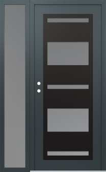 Diamond C10 48" x 80" anthracite/anthracite frosted Glass Panel black RHI with Sidelite frosted Glass