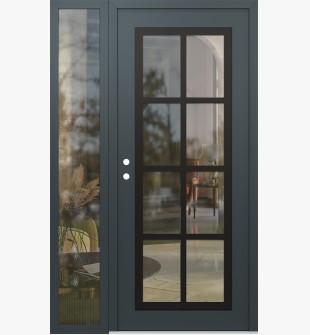 Diamond C16 48" x 80" anthracite/anthracite clear Glass Panel black RHI with Sidelite clear Glass