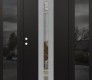 Modern Steel Front Door DIAMOND A4 60" X 80" BLACK/BLACK CLEAR GLASS PANEL STAINLESS STEEL RHI WITH 2 SIDELITES MIRRORED GLASS