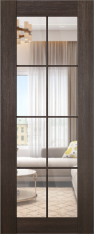 DOOR SLAB AVON 8 LITE CLEAR VETRO VERALINGA OAK 24" X 96" X 1 3/4" TEMPERED CLEAR GLASS