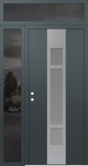 DIAMOND A9 48" X 96" ANTHRACITE/ANTHRACITE FROSTED GLASS PANEL STAINLESS STEEL RHI WITH SIDELITE AND TRANSOM MIRRORED GLASS