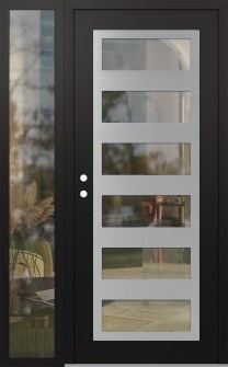 Diamond C9 50" x 80" black/black clear Glass Panel stainless steel RHI with Sidelite clear Glass